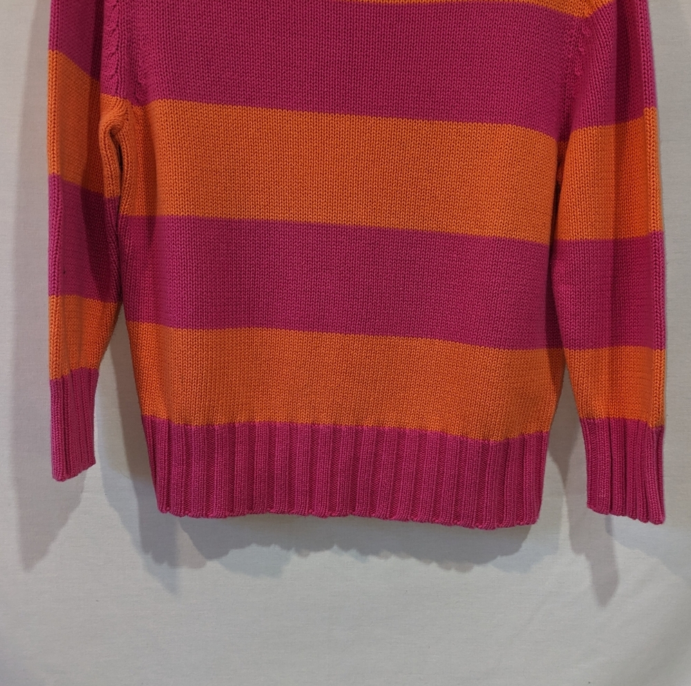 Vintage Casual Corner 100% Cotton Hot Pink and Orange Striped Knit Sweat… - Picture 3 of 9